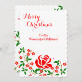 ガールフレンドエレガントメリークリスマスレッドローズフローラ シーズンカード (正面/裏面)