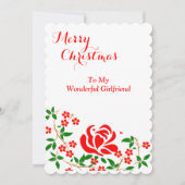 ガールフレンドエレガントメリークリスマスレッドローズフローラ シーズンカード (正面)