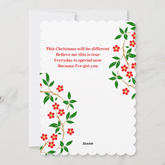 ガールフレンドエレガントメリークリスマスレッドローズフローラ シーズンカード (裏面)