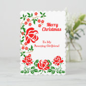 ガールフレンドエレガントメリークリスマスレッドローゼグリーン シーズンカード (スタンド正面)