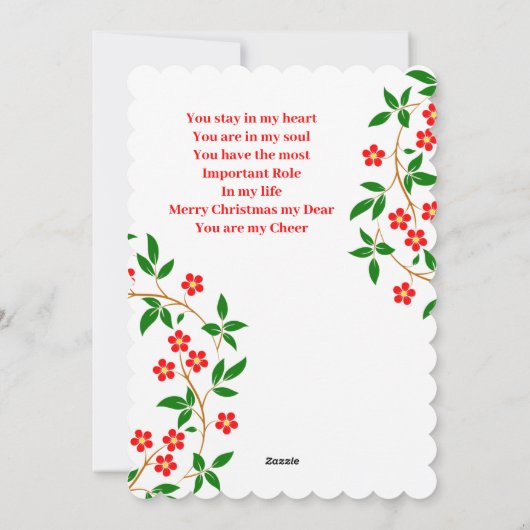 ガールフレンドエレガントメリークリスマスレッドローゼグリーン シーズンカード (裏面)