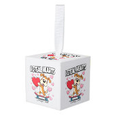 ガールフレンドモダンギフトのバレンタインオーナメント キューブオーナメント (正面アングル)