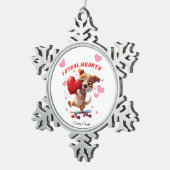 ガールフレンドモダンギフトのバレンタインオーナメント スノーフレークピューターオーナメント (右)