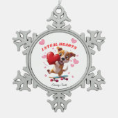 ガールフレンドモダンギフトのバレンタインオーナメント スノーフレークピューターオーナメント (正面)