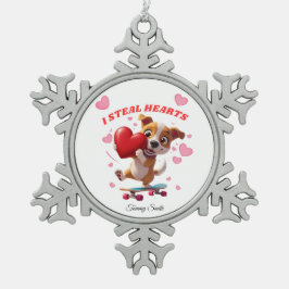 ガールフレンドモダンギフトのバレンタインオーナメント スノーフレークピューターオーナメント