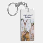 ガールフレンド写真のグレーのスクリプト キーホルダー (正面左)