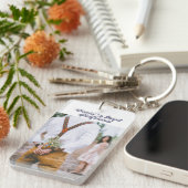 ガールフレンド写真のグレーのスクリプト キーホルダー (正面右)