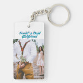 ガールフレンド写真の空の青のスクリプト キーホルダー (裏面)