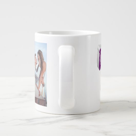 ガールフレンド写真パープルタイポグラフィ ジャンボコーヒーマグカップ (裏面)