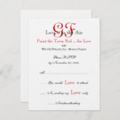 ガールフレンド夜RSVPは赤を梳きます 出欠カード (正面/裏面)