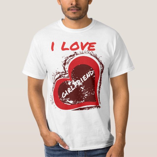ガールフレンド大好きハートデザインのグランジスタイル Tシャツ (正面)