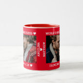 ガールフレンド最高ののバレンタインの写真カスタム名 ツートーンマグカップ (中央)