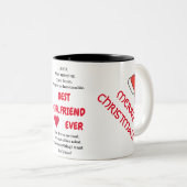 ガールフレンド最高のエバーのシルエット&ピンクの王冠 ツートーンマグカップ (正面右)