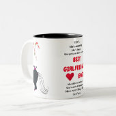 ガールフレンド最高のエバーのシルエット&ピンクの王冠 ツートーンマグカップ (正面左)