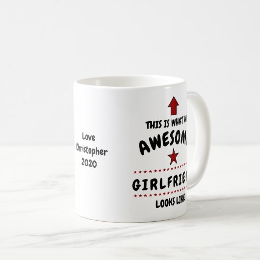 ガールフレンド素晴らしバレンタインデンあなたの名前を追加 コーヒーマグカップ (正面右)