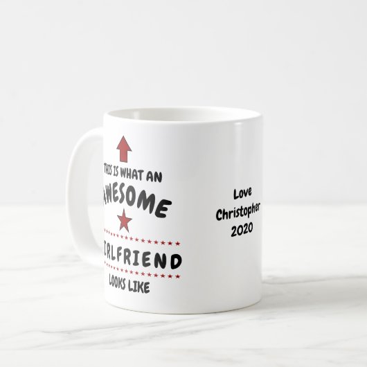 ガールフレンド素晴らしバレンタインデンあなたの名前を追加 コーヒーマグカップ (正面左)