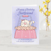 ガールフレンド誕生日カード – かわいい子犬の財布のペット カード (黄色い花)