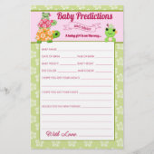 ガールフロッグ赤ちゃんシャワー予測活動シート チラシ (正面)