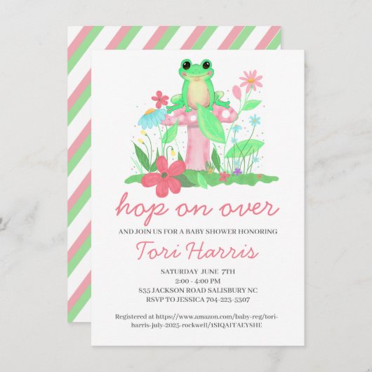 ガールフロップオンベビーシャワー招待状 招待状 (正面/裏面)