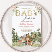 ガールフローラウッドランドアニマルズベビー 招待状
