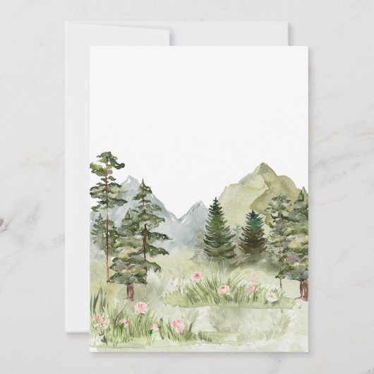 ガールフローラウッドランドアニマルズベビー 招待状 (裏面)