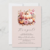 ガールフローラカボチャ赤面秋ベビーシャワー 招待状 (正面)