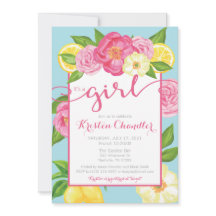 ガールフローラガーデンサマーベイビーシャワー招待状