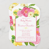 ガールフローラガーデンレモンベイビーシャワー招待状 招待状 (正面/裏面)