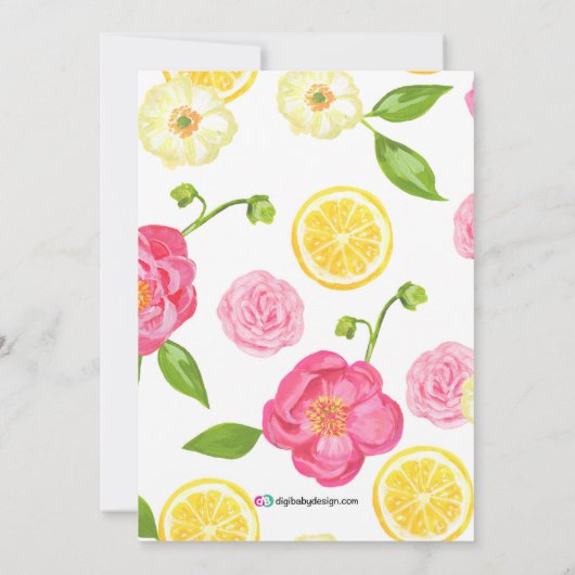 ガールフローラガーデンレモンベビーシャワー招待状 招待状 (裏面)