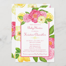 ガールフローラガーデンレモンベビーシャワー招待状 招待状