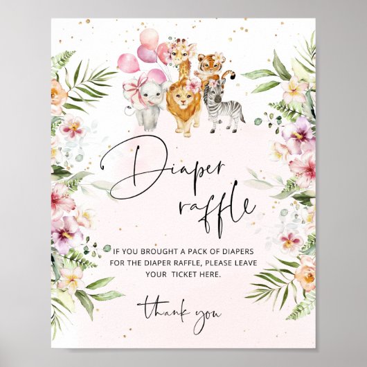ガールフローラサファリ動物おむつラッフルポスター ポスター (正面)