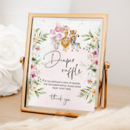 ガールフローラサファリ動物おむつラッフルポスター ポスター