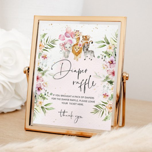 ガールフローラサファリ動物おむつラッフルポスター ポスター