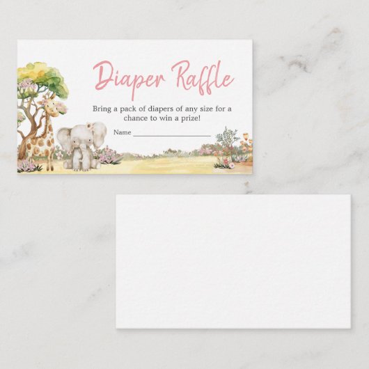ガールフローラジャングルサファリアニマルズおむつラッフル エンクロージャーカード (正面/裏面)