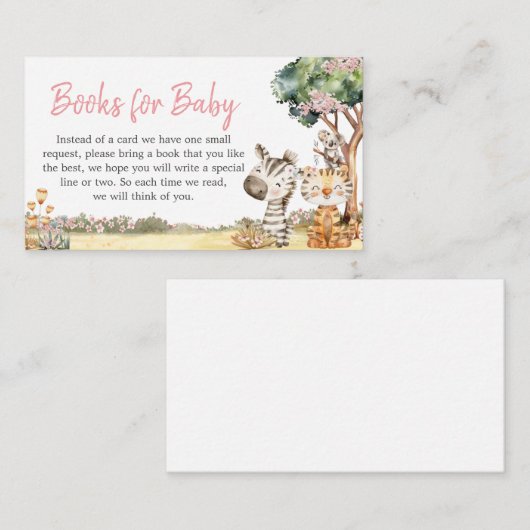 ガールフローラジャングルサファリ動物の本ベビー エンクロージャーカード (正面/裏面)