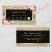 ガールフローラ金ゴールドきらめくグリッターロイヤリティカード ロイヤリティカード (正面/裏面)