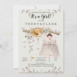 ガールフ素朴ァームカントリーベビーシャワー招待状 招待状