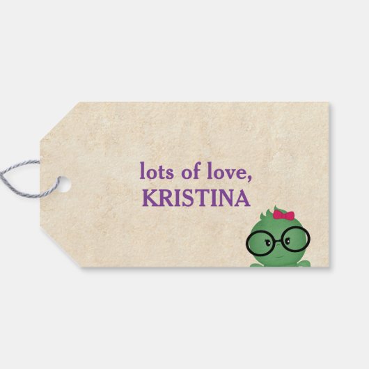 ガールブックワームをテーマにした誕生日 ギフトタグ (裏面横)