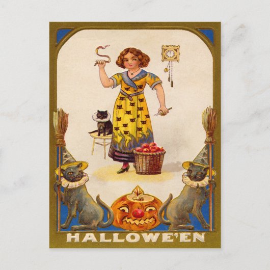 ガールブラックキャットジャックO' Lantern ポストカード (正面)