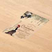 ガールブラックバラエッフェルタワー金ゴールドドリップスレッド アクリル招待状 (レイダウン)