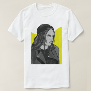 ガールブルネット白黒アト絵画ルズ Tシャツ