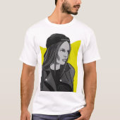 ガールブルネット白黒アト絵画ルズ Tシャツ (正面)