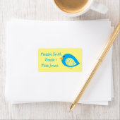 ガールブルーの鳥のかわいいネームブックラベル ラベル (インサイチュ)