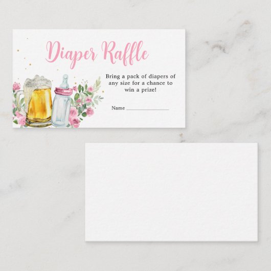 ガールブルーイングビールとボトルおむつラッフル エンクロージャーカード (正面/裏面)