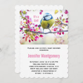 ガールブルーバードスプリングタイかわいらしムのベビーショーウェ 招待状 (正面/裏面)