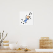 ガールブルー制服サッカー選手Tシャツとギフト ポスター (キッチン)