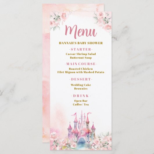 ガールプリンセス王室のキャッスルフィフス誕生日 メニュー (正面/裏面)