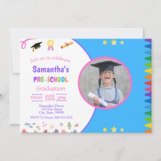 ガールプレスクール卒業パーティー招待状 招待状 (正面)