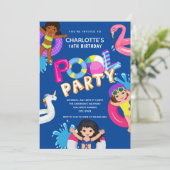 ガールプールスイムパーティー10誕生日 招待状 (スタンド正面)