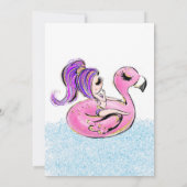 ガールプールパーティーグリッタートロピカルサマー誕生日 招待状 (裏面)